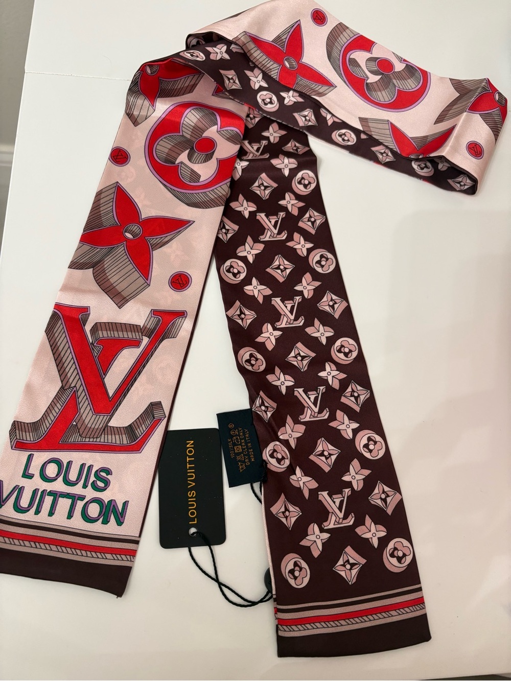 Designer Inspired Large Luxe Monogram 100% Silk Scarf / Statement Bandeau ❤️🤎